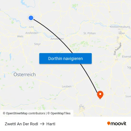 Zwettl An Der Rodl to Hartl map