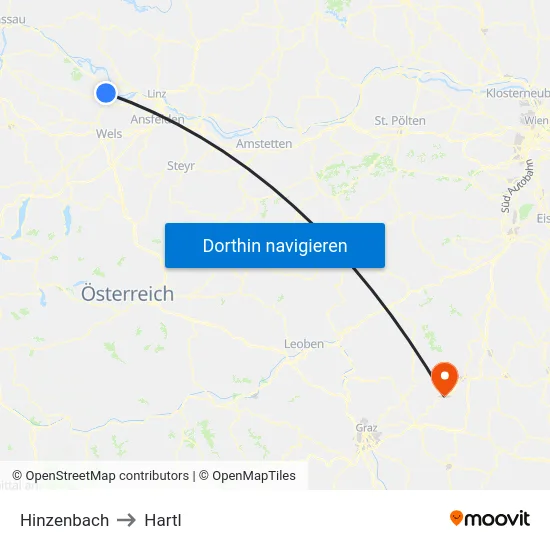 Hinzenbach to Hartl map