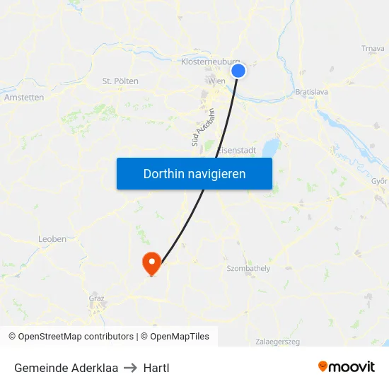 Gemeinde Aderklaa to Hartl map