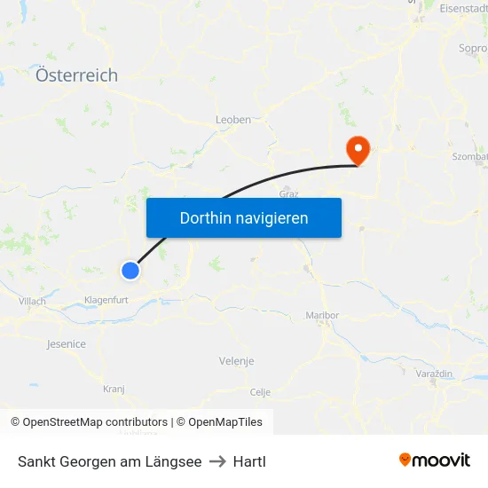 Sankt Georgen am Längsee to Hartl map