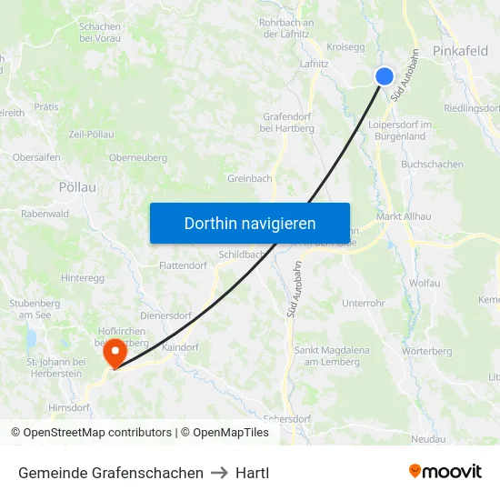 Gemeinde Grafenschachen to Hartl map