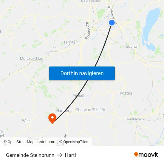 Gemeinde Steinbrunn to Hartl map