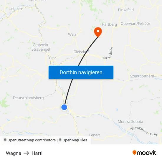 Wagna to Hartl map