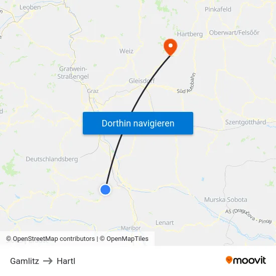 Gamlitz to Hartl map