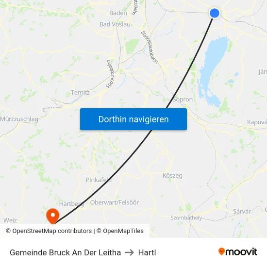 Gemeinde Bruck An Der Leitha to Hartl map