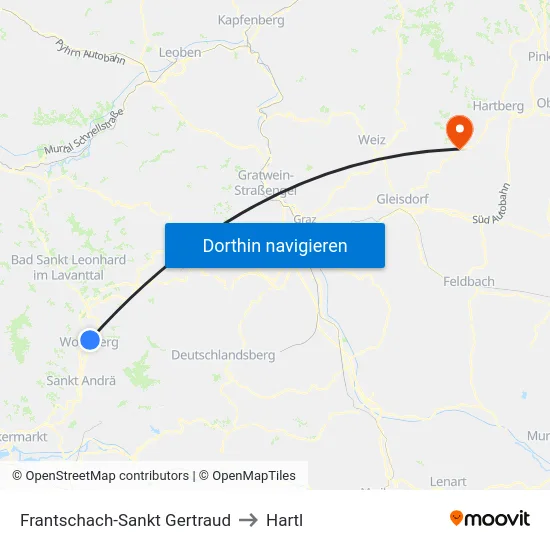 Frantschach-Sankt Gertraud to Hartl map