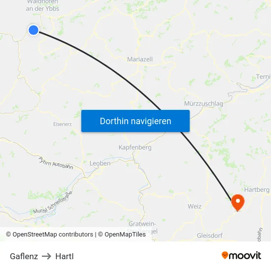 Gaflenz to Hartl map