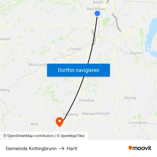 Gemeinde Kottingbrunn to Hartl map