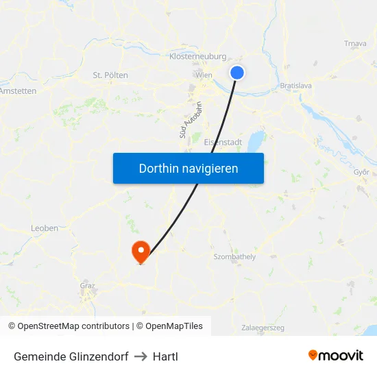 Gemeinde Glinzendorf to Hartl map