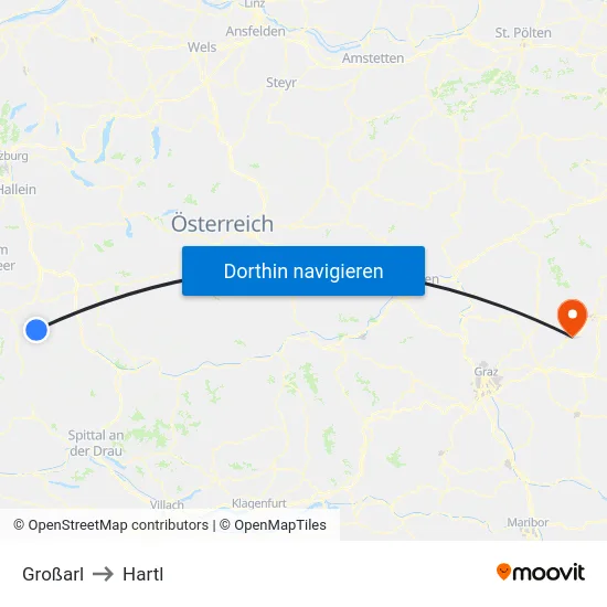 Großarl to Hartl map