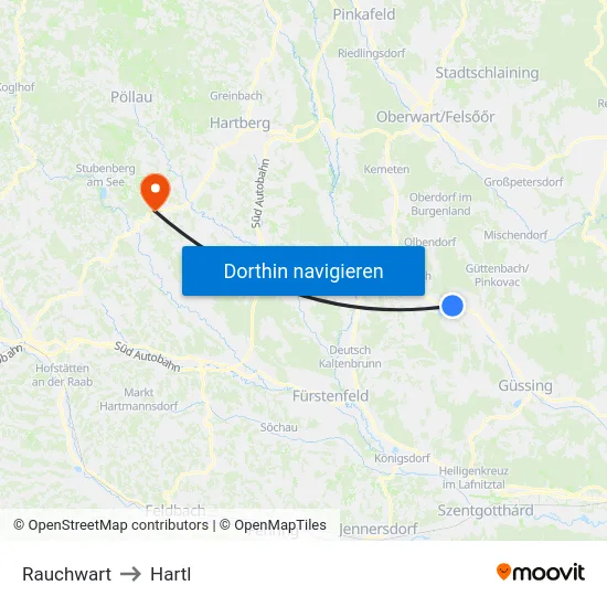 Rauchwart to Hartl map