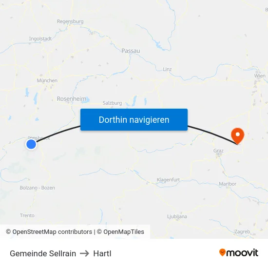 Gemeinde Sellrain to Hartl map