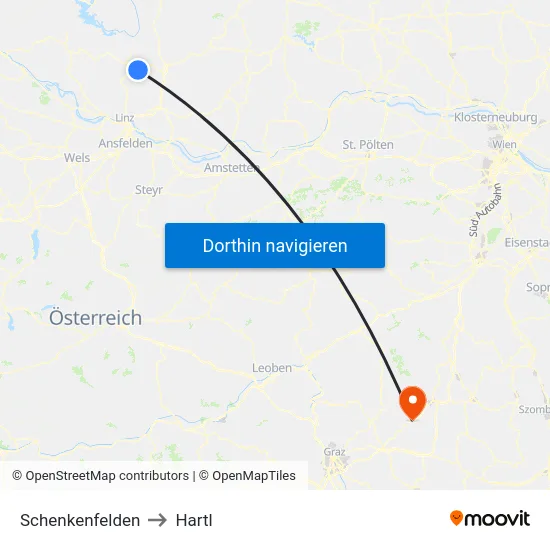 Schenkenfelden to Hartl map