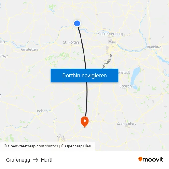 Grafenegg to Hartl map