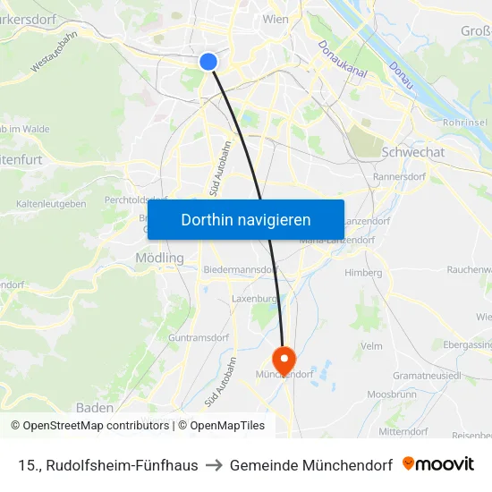 15., Rudolfsheim-Fünfhaus to Gemeinde Münchendorf map