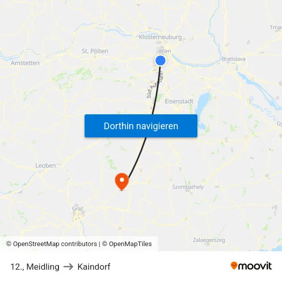 12., Meidling to Kaindorf map