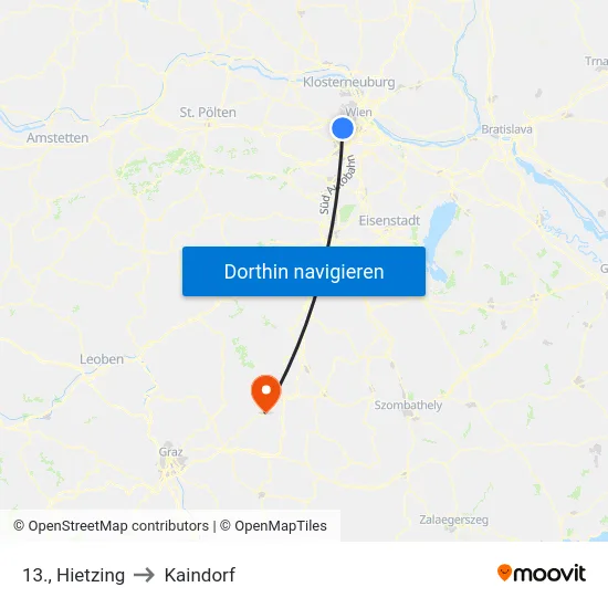 13., Hietzing to Kaindorf map