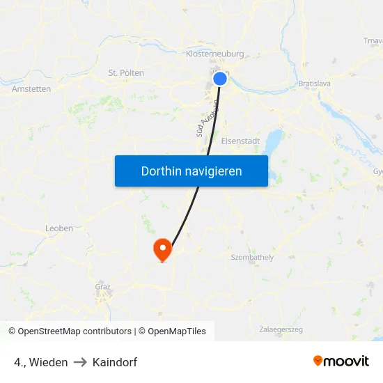 4., Wieden to Kaindorf map
