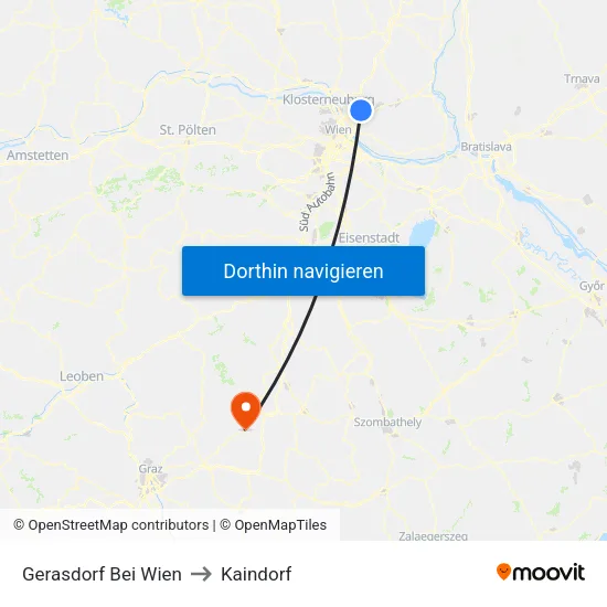 Gerasdorf Bei Wien to Kaindorf map