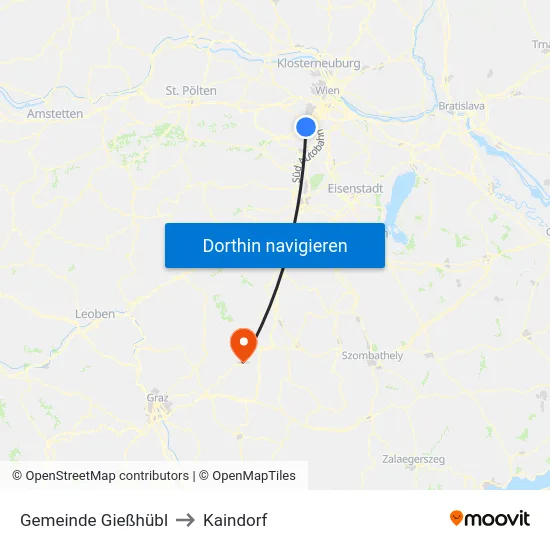 Gemeinde Gießhübl to Kaindorf map