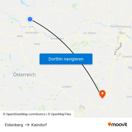 Eidenberg to Kaindorf map