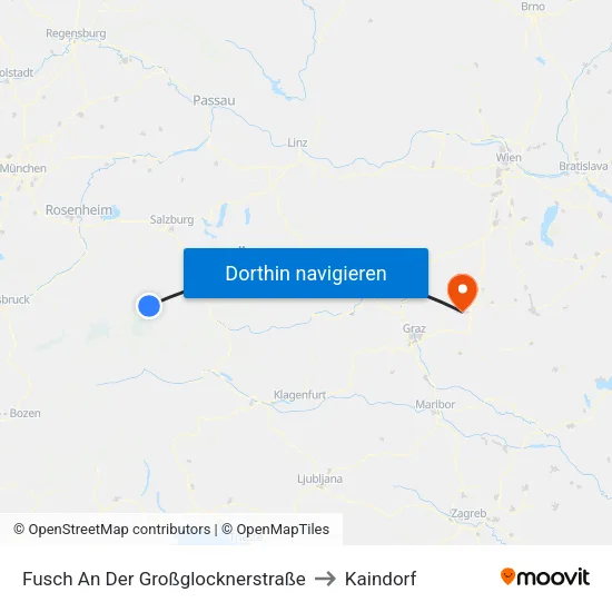 Fusch An Der Großglocknerstraße to Kaindorf map