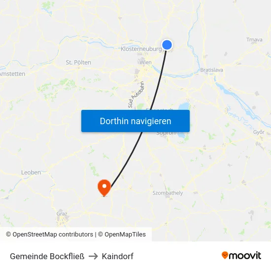 Gemeinde Bockfließ to Kaindorf map