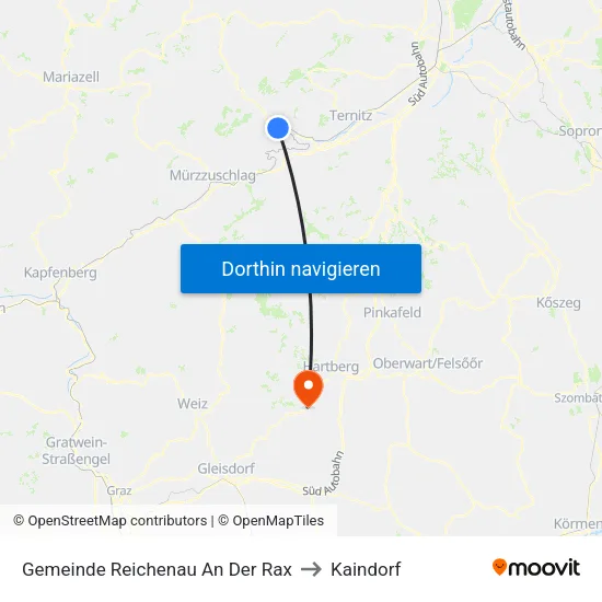 Gemeinde Reichenau An Der Rax to Kaindorf map