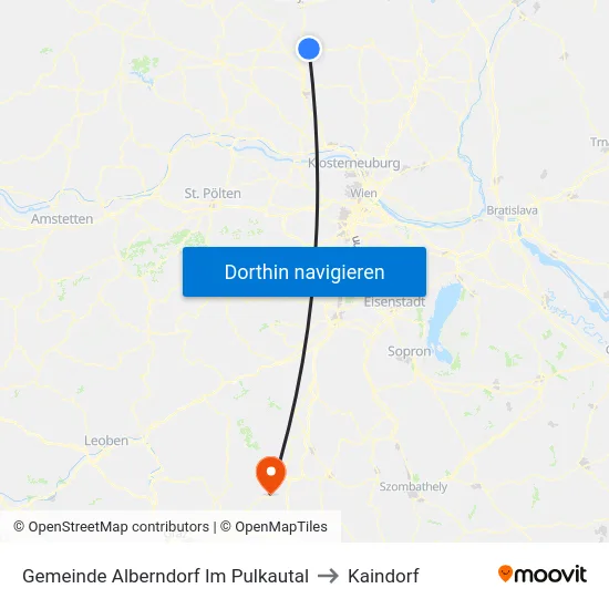 Gemeinde Alberndorf Im Pulkautal to Kaindorf map