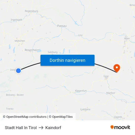 Stadt Hall In Tirol to Kaindorf map