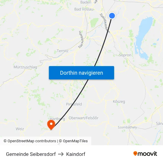 Gemeinde Seibersdorf to Kaindorf map