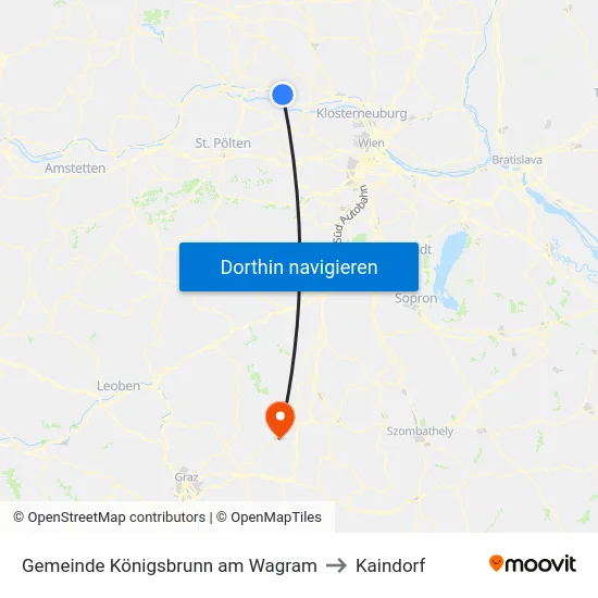 Gemeinde Königsbrunn am Wagram to Kaindorf map