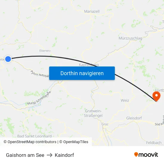 Gaishorn am See to Kaindorf map