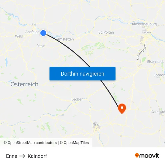 Enns to Kaindorf map