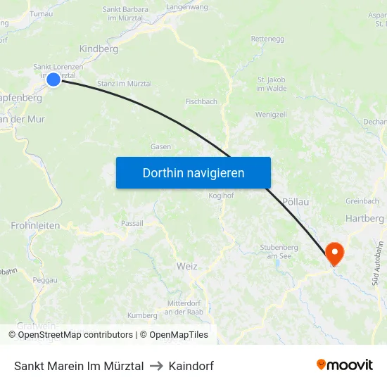 Sankt Marein Im Mürztal to Kaindorf map