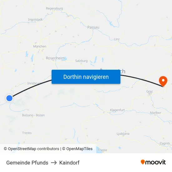 Gemeinde Pfunds to Kaindorf map