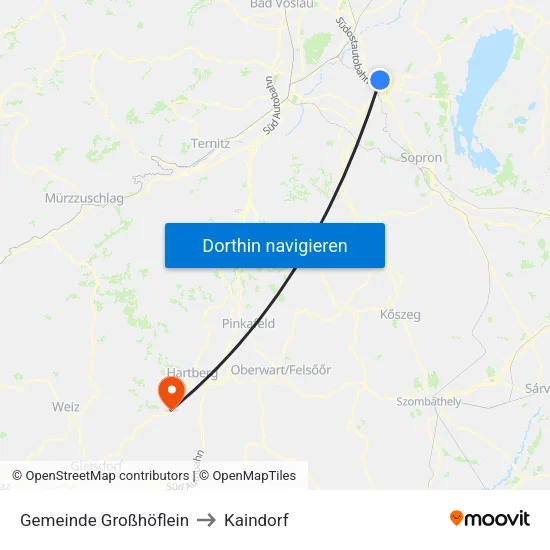 Gemeinde Großhöflein to Kaindorf map