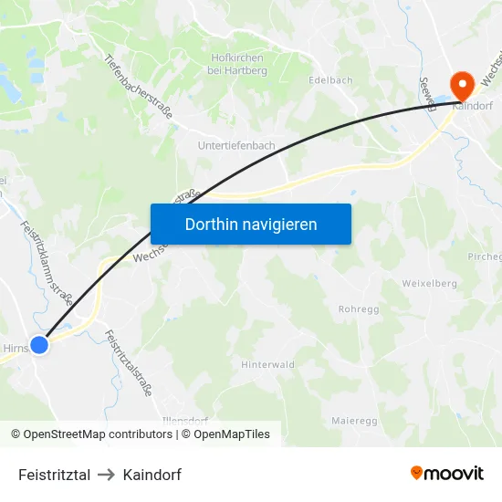 Feistritztal to Kaindorf map