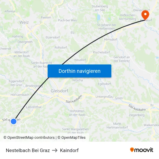 Nestelbach Bei Graz to Kaindorf map