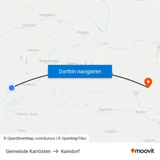 Gemeinde Karrösten to Kaindorf map