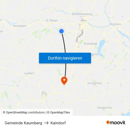Gemeinde Kaumberg to Kaindorf map