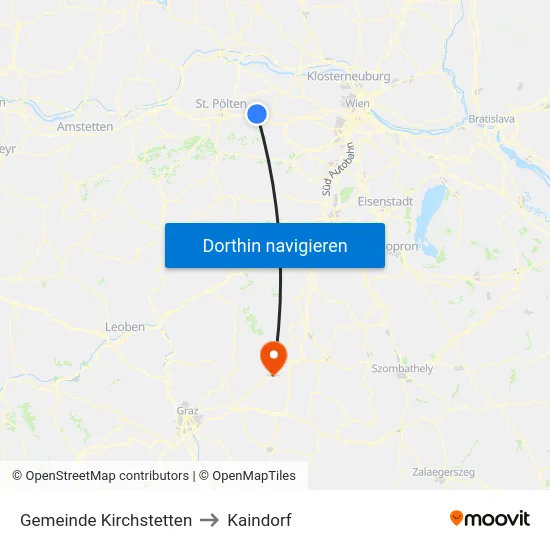Gemeinde Kirchstetten to Kaindorf map