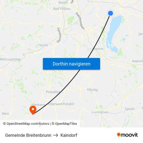 Gemeinde Breitenbrunn to Kaindorf map