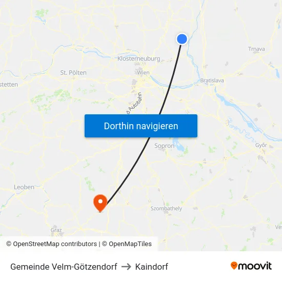 Gemeinde Velm-Götzendorf to Kaindorf map