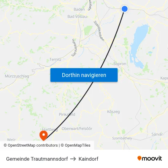Gemeinde Trautmannsdorf to Kaindorf map