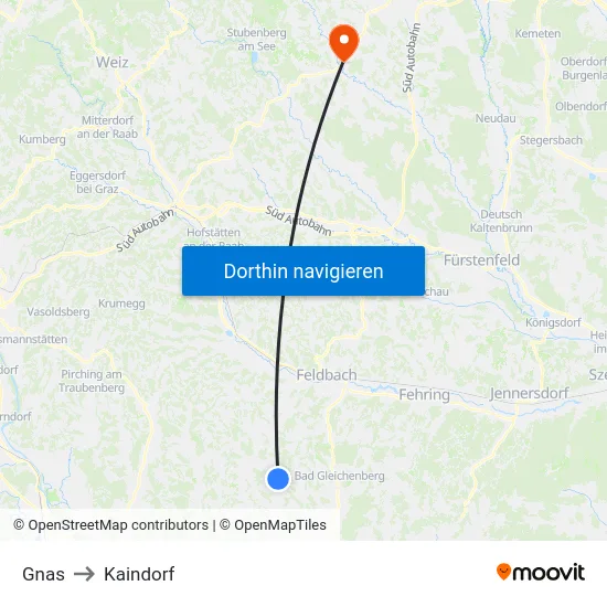 Gnas to Kaindorf map