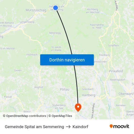 Gemeinde Spital am Semmering to Kaindorf map