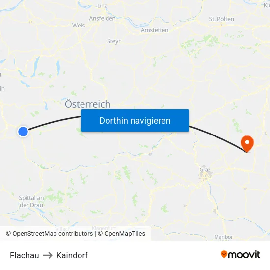Flachau to Kaindorf map