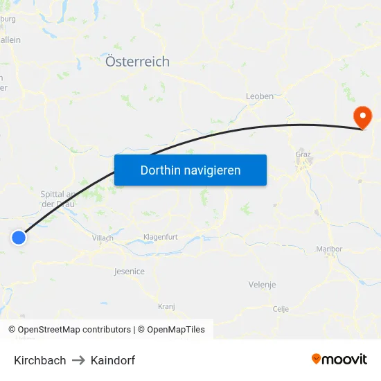 Kirchbach to Kaindorf map