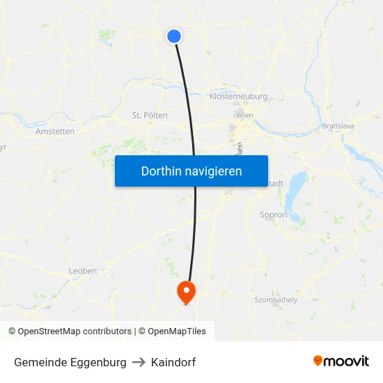 Gemeinde Eggenburg to Kaindorf map